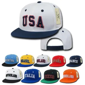 1 Dozen Country Logo Freshmen Pro 6 Panel Flat Bill Baseball Caps Hats Wholesale Bulk