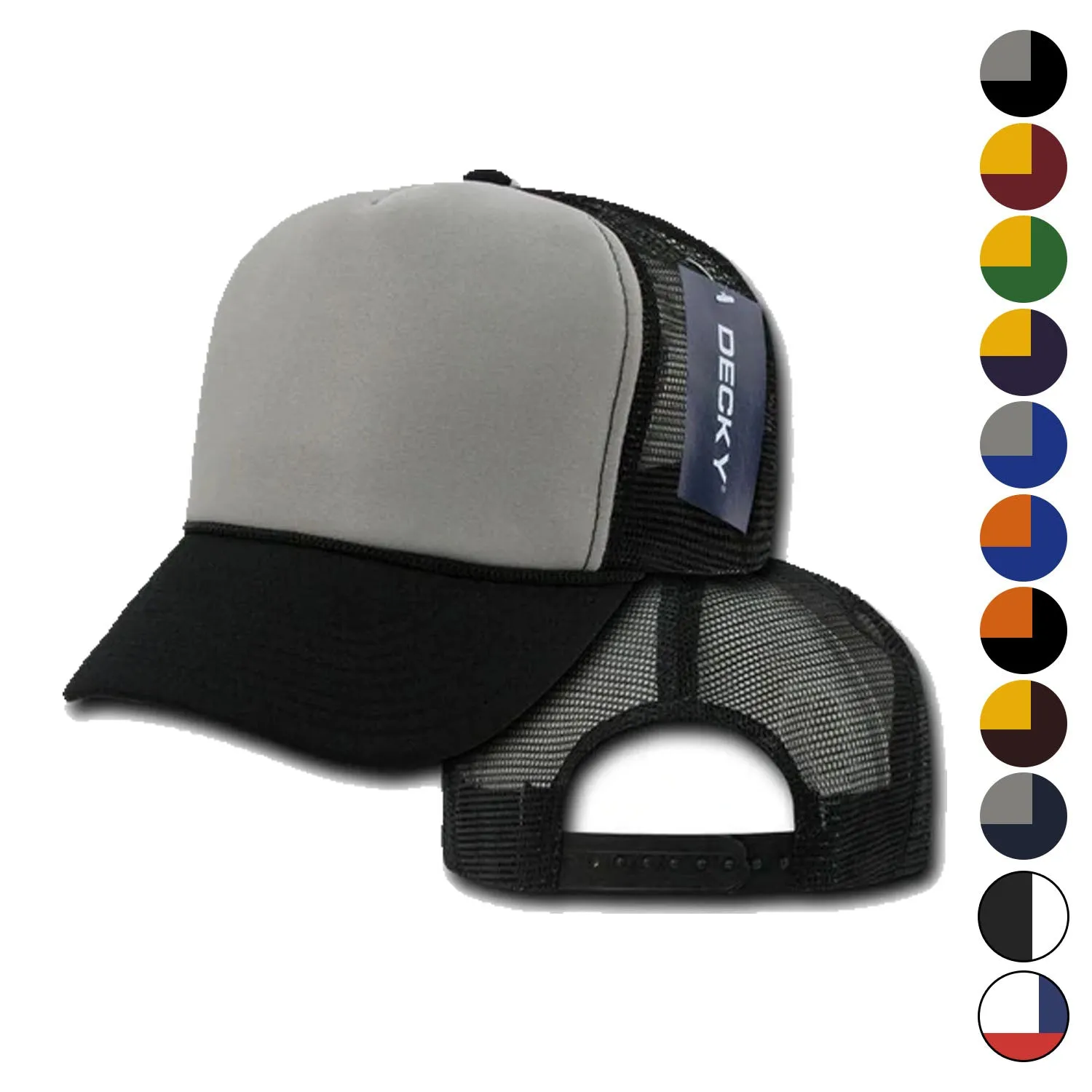 1 Dozen Decky Industrial 5 Panel Trucker Hats Caps Two Tone Wholesale Lots!
