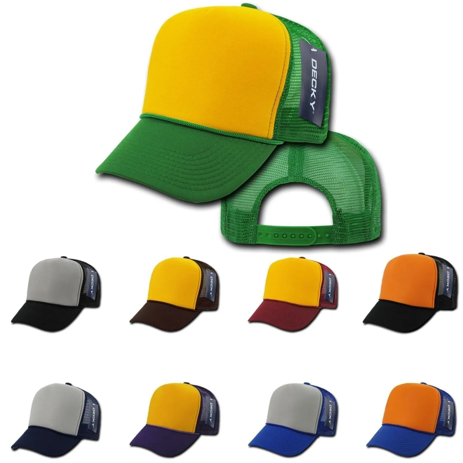 1 Dozen Decky Industrial 5 Panel Trucker Hats Caps Two Tone Wholesale Lots!