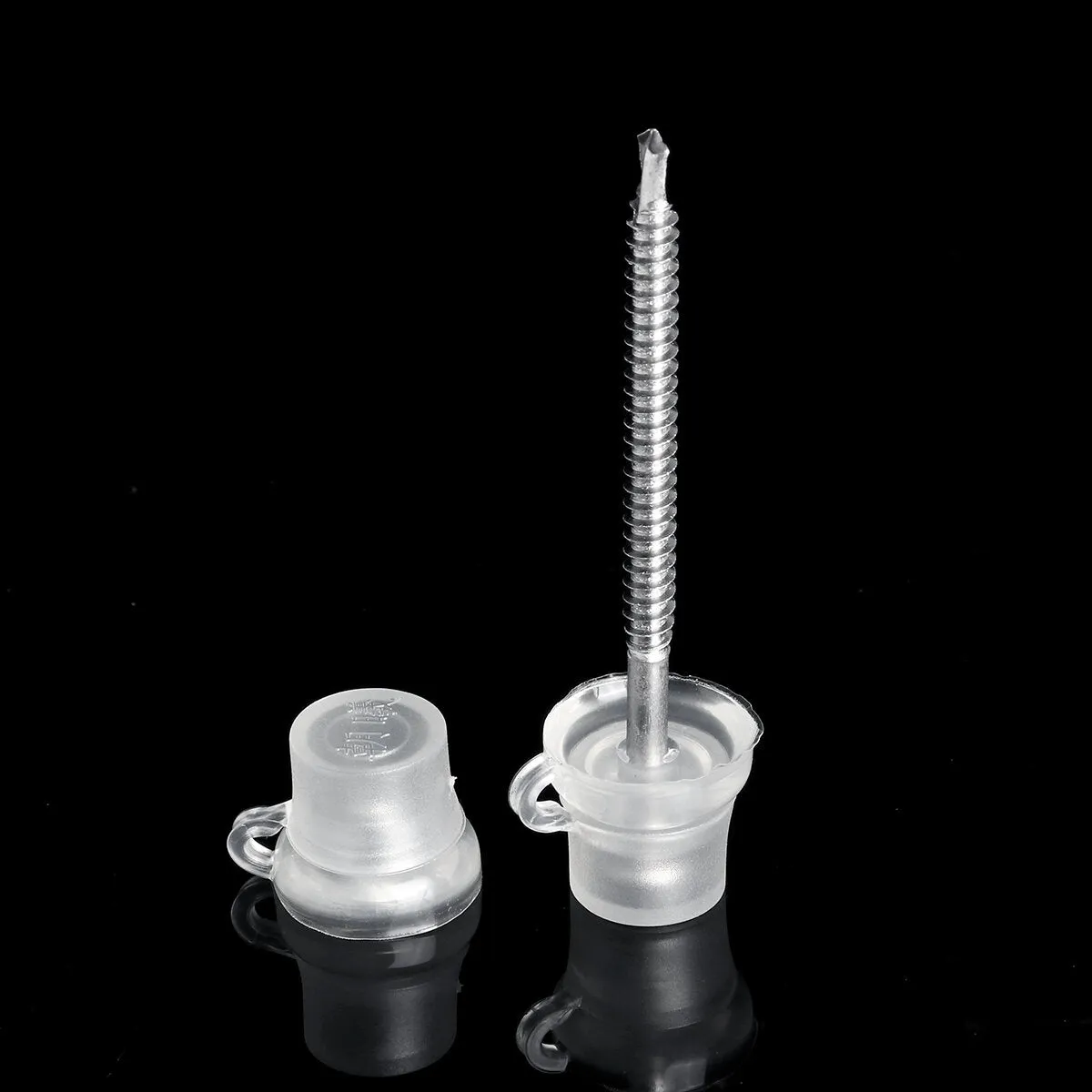 100Pcs 3" 75mm Corruhated Roofing Plastic Screw Cover Clear Strap Caps