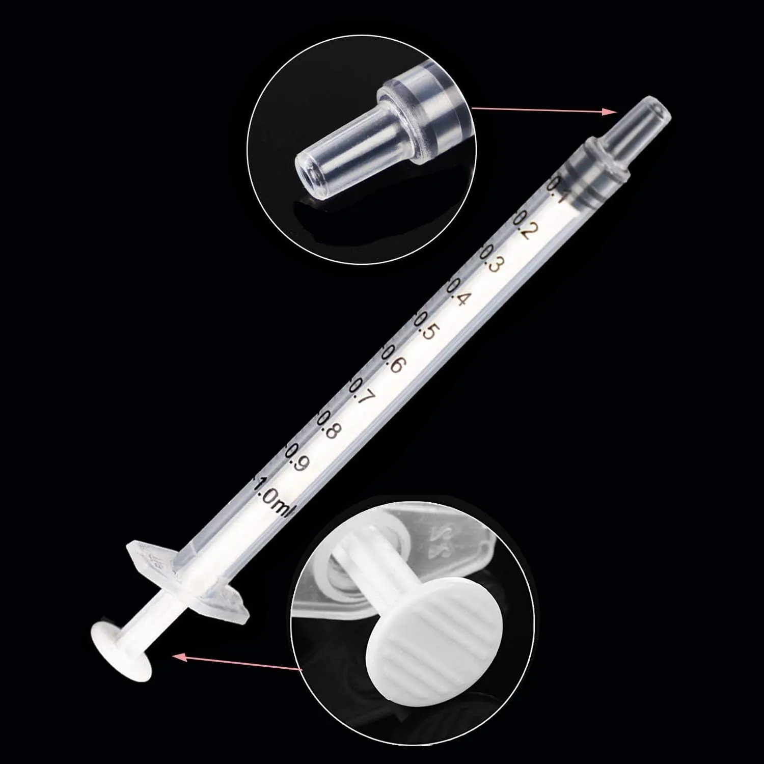 1Ml Syringes with Caps (Pack of 100)