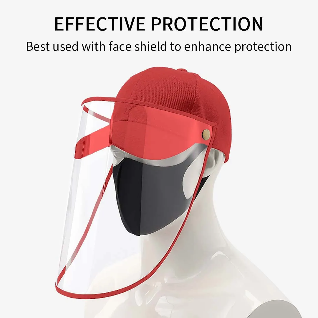 2X Outdoor Protection Hat Anti-Fog Pollution Dust Protective Cap Full Face HD Shield Cover Kids Red