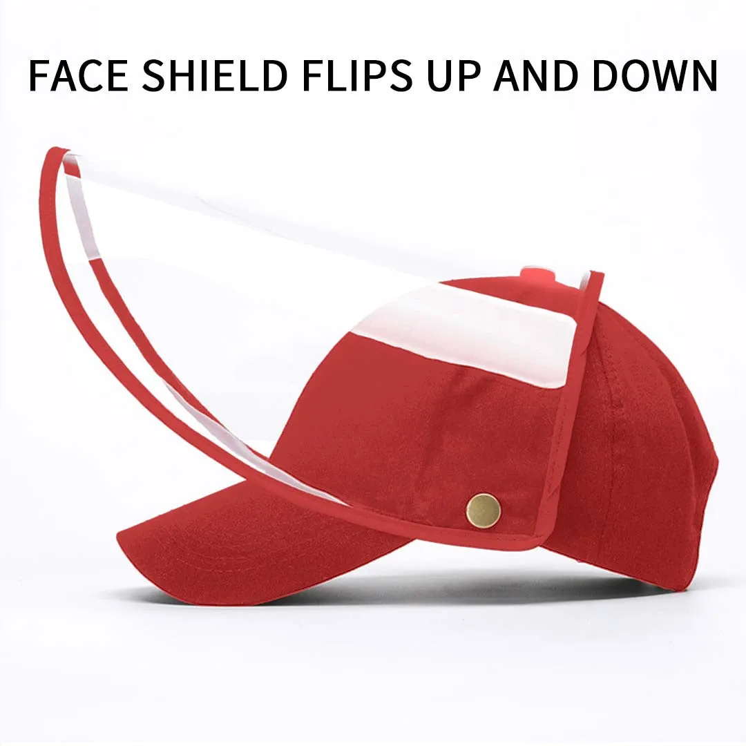 2X Outdoor Protection Hat Anti-Fog Pollution Dust Protective Cap Full Face HD Shield Cover Kids Red