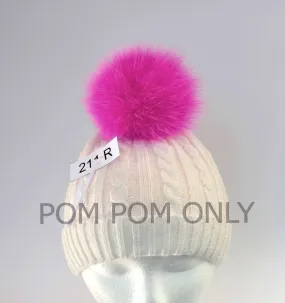 5,5" Pink (fuchsia) Fox Fur Pom with ribbons