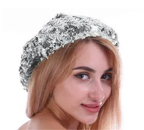 Adult Silver Sequin Beret Hat