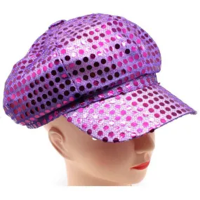 Adults Purple Sequin Beret Cap