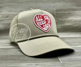 All You Need Is Love on Tan  (Structured) Meshback Trucker Hat