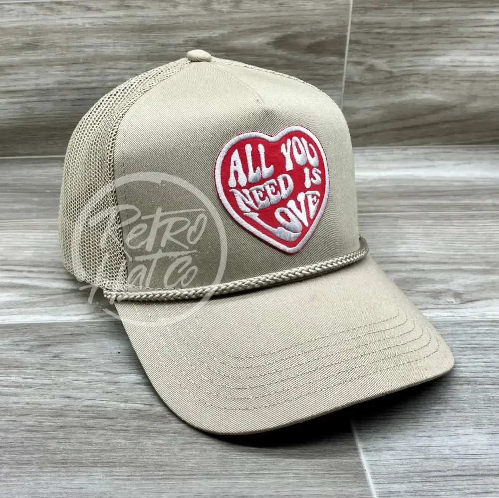 All You Need Is Love on Tan  (Structured) Meshback Trucker Hat