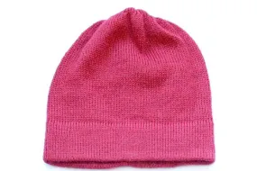Alpaca Hand Knitted Beanie in Red