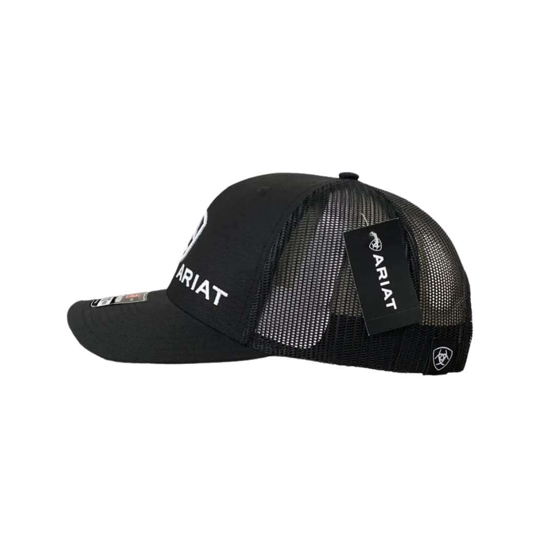 Ariat Black & White Logo Embroidered Mesh Cap