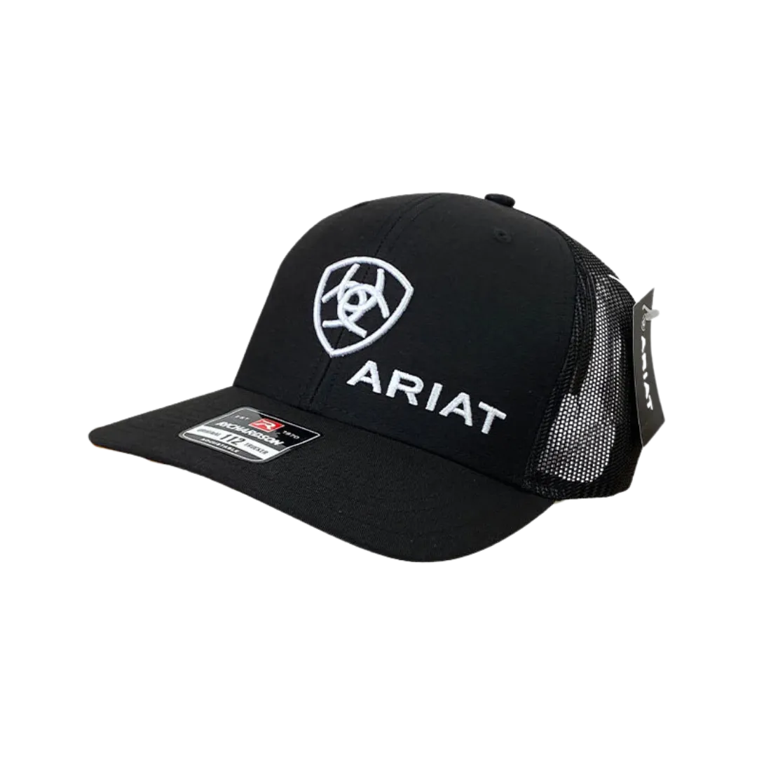 Ariat Black & White Logo Embroidered Mesh Cap