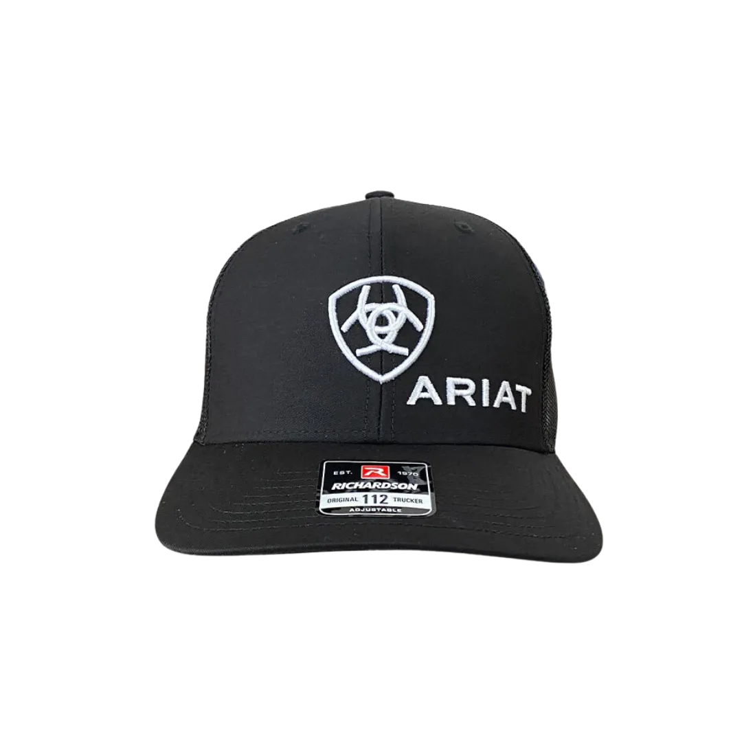 Ariat Black & White Logo Embroidered Mesh Cap