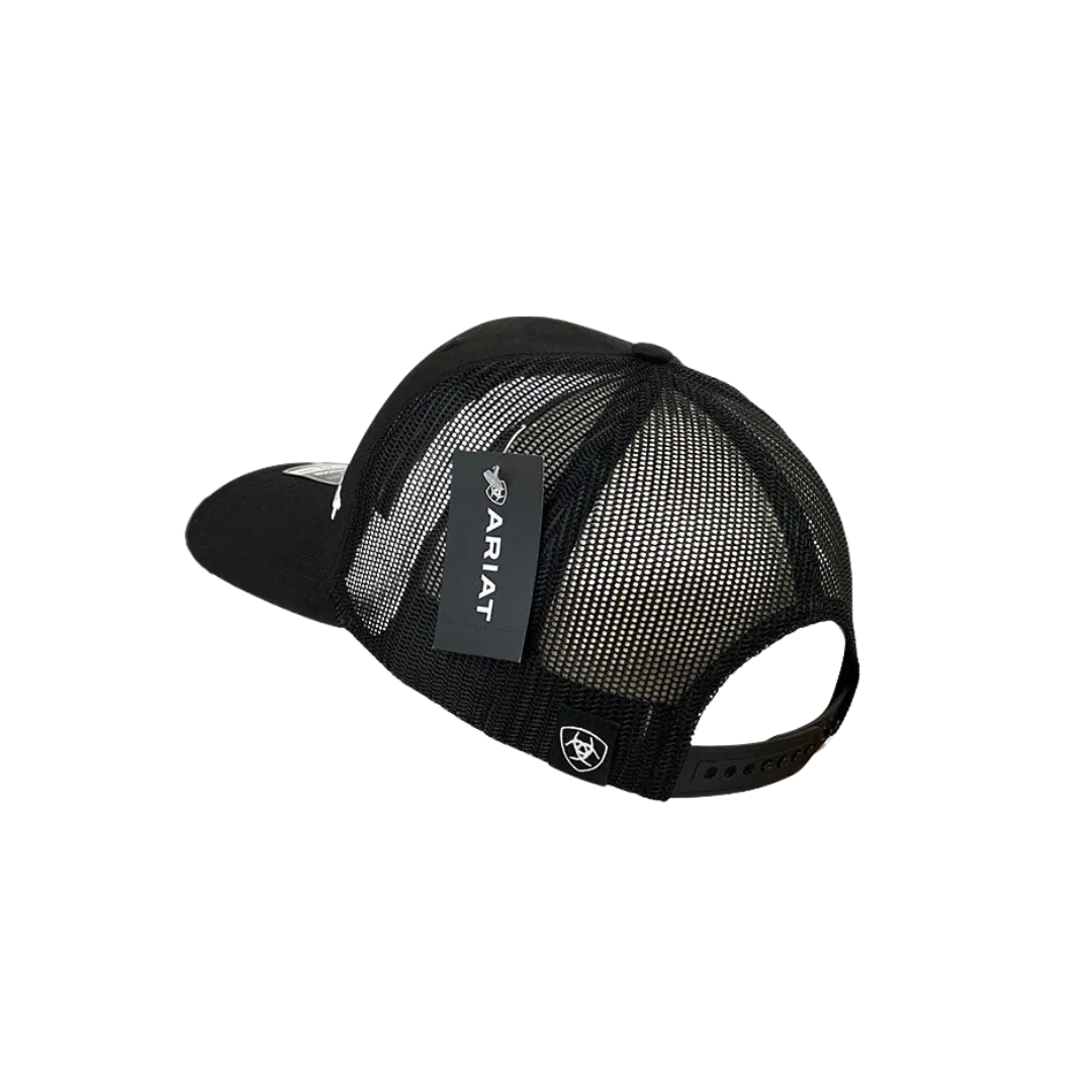 Ariat Black & White Logo Embroidered Mesh Cap