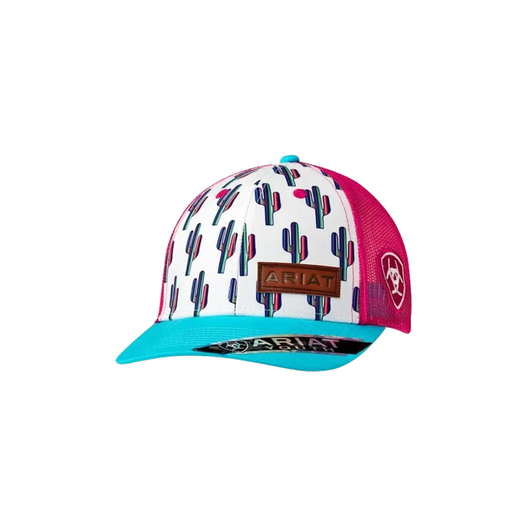 Ariat M&F Colored Cactus Design Leather Patch Cap