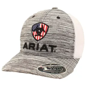 Ariat M&F Flex Fit 110 Grey Mesh Usa Flag Logo Cap