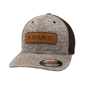 Ariat M&F Grey and Black Mesh Leather Patch Cap