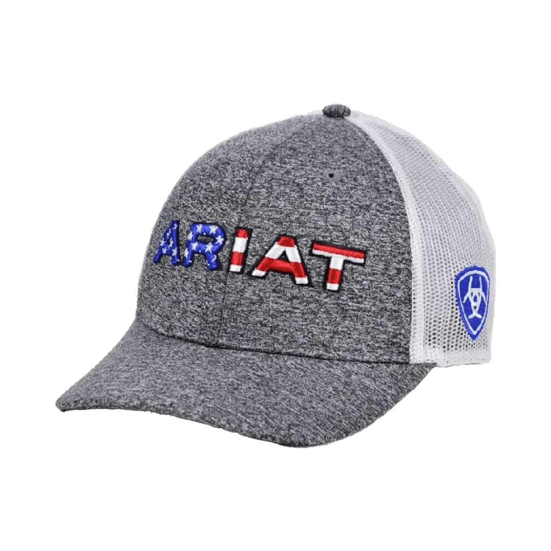 Ariat M&F Grey Mesh Usa Flag Logo Cap