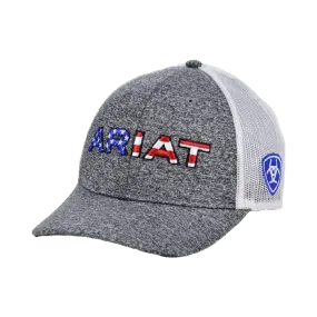 Ariat M&F Grey Mesh Usa Flag Logo Cap