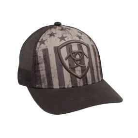 Ariat M&F Grey US Flag Mesh Embroidered Logo Cap