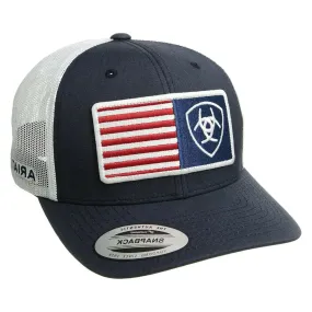 Ariat M&F Navy and White Mesh Embroidered Usa Flag Cap