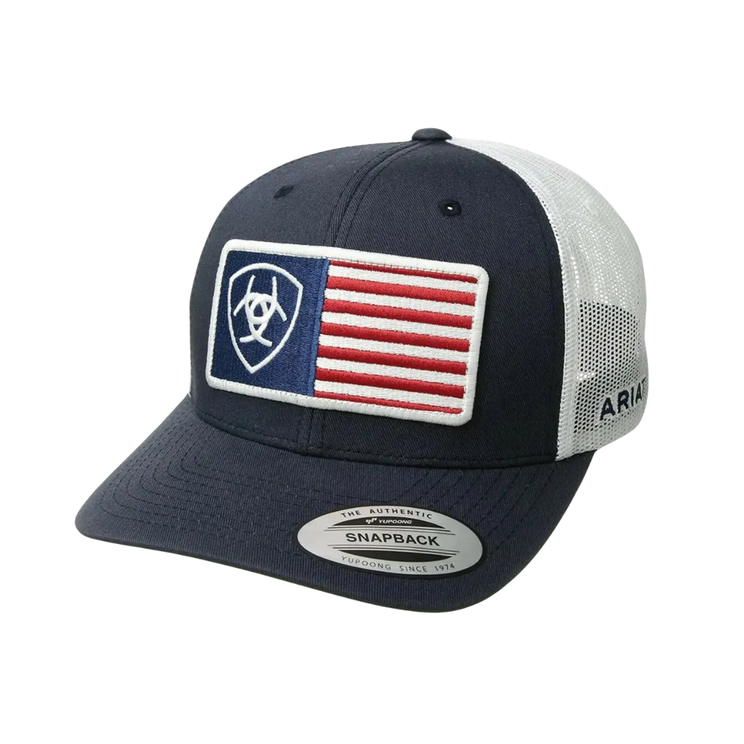 Ariat M&F Navy and White Mesh Embroidered Usa Flag Cap