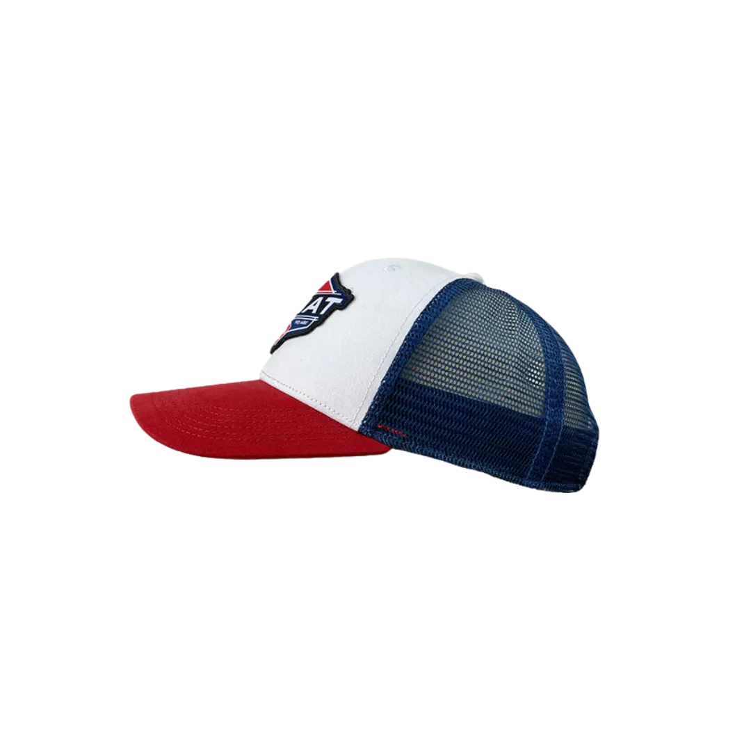 Ariat M&F White and Red Mesh Logo Patch Cap