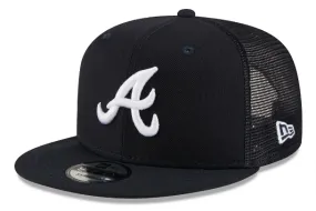 Atlanta Braves Snapback New Era Navy Mesh Trucker Cap Hat Grey UV