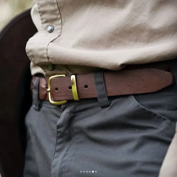 Barmah Hats | Broken Hill Kangaroo Leather Belt in Brown