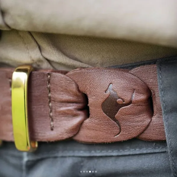 Barmah Hats | Broken Hill Kangaroo Leather Belt in Brown