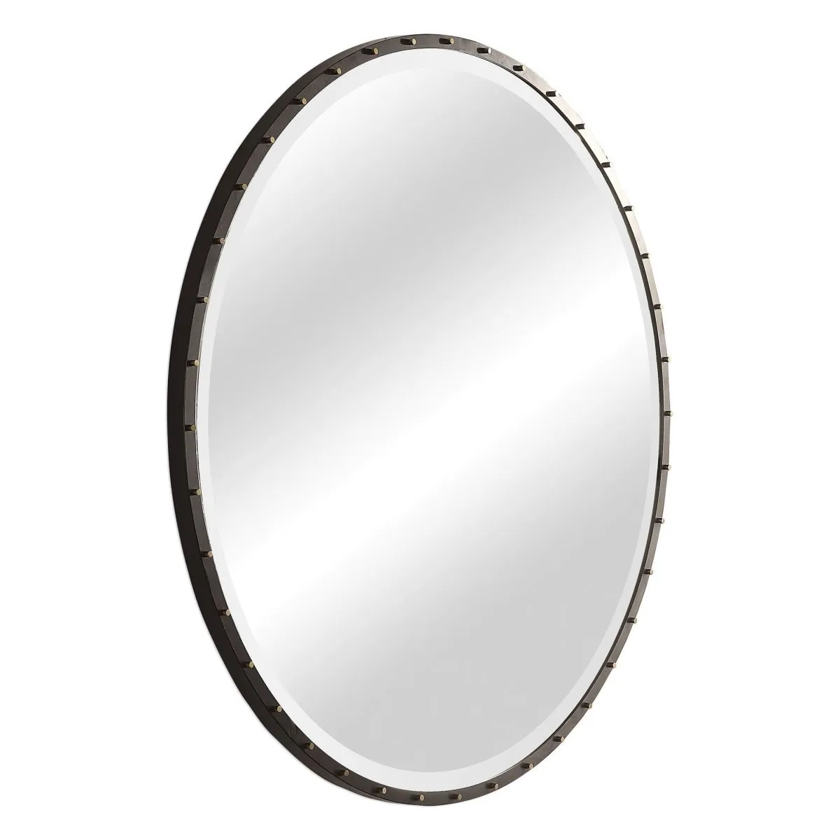 Bendo Rustic Black Round Mirror