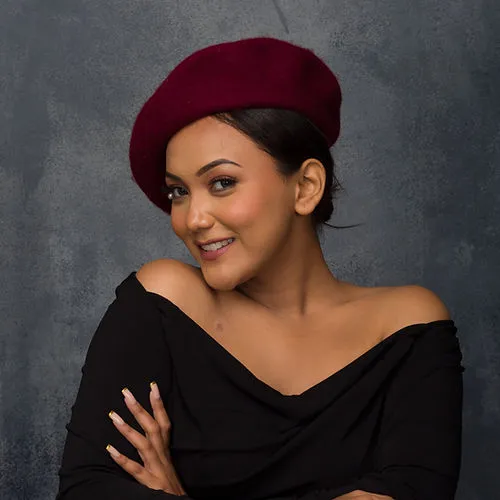 Beret Hats Burgandy With Flower Trims (Delta)