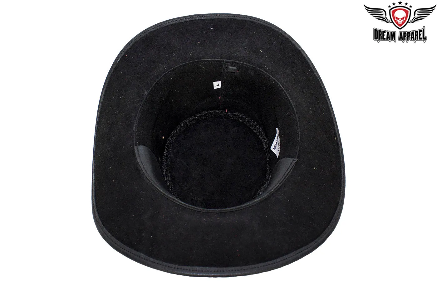 Black & Red Leather Gambler Hat