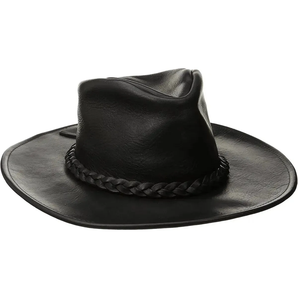 Black Leather Cowboy Hat