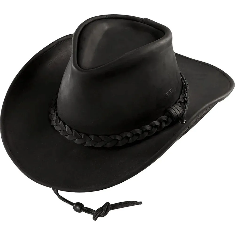 Black Leather Cowboy Hat