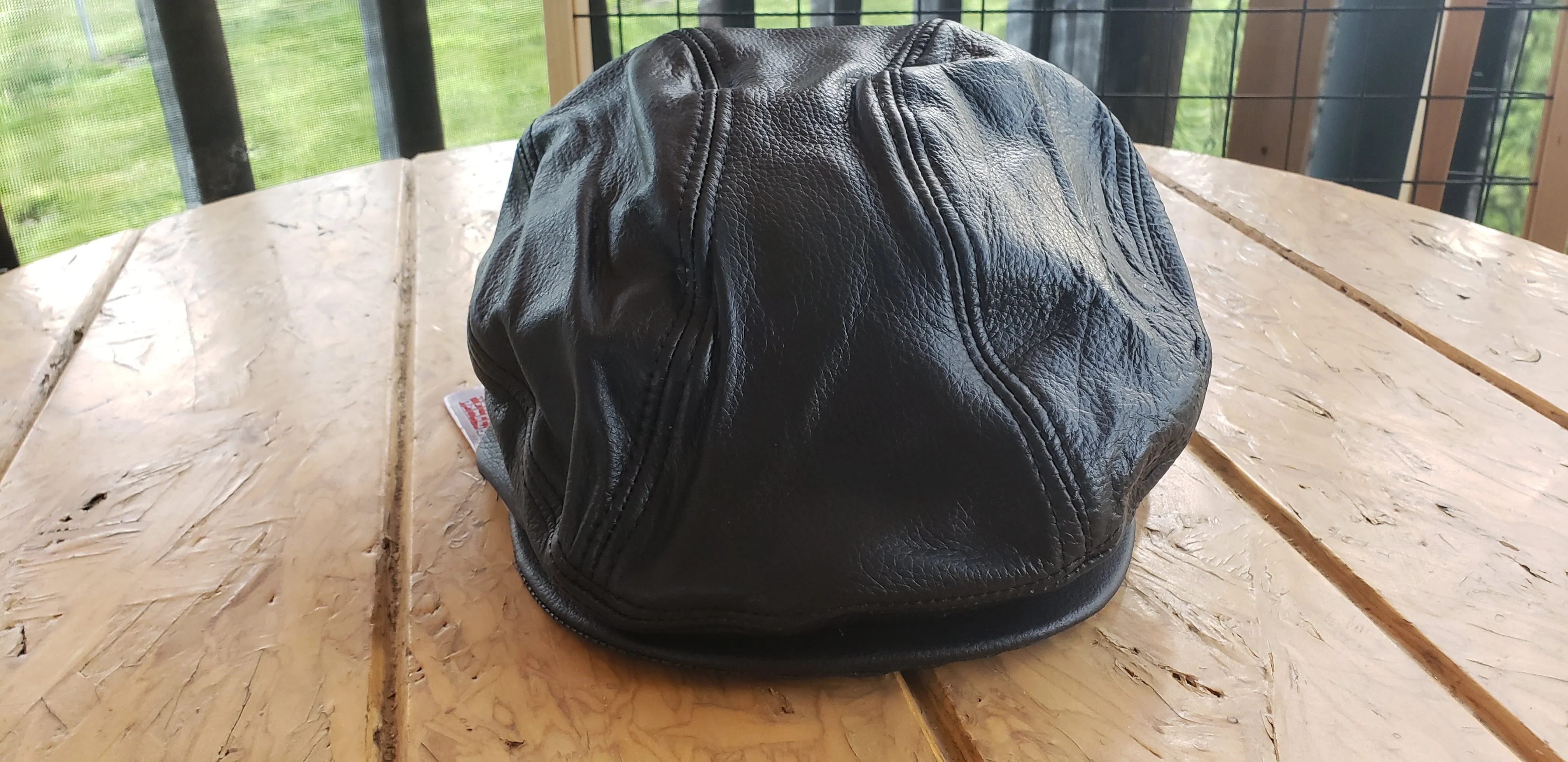 Black Leather Driver Cap