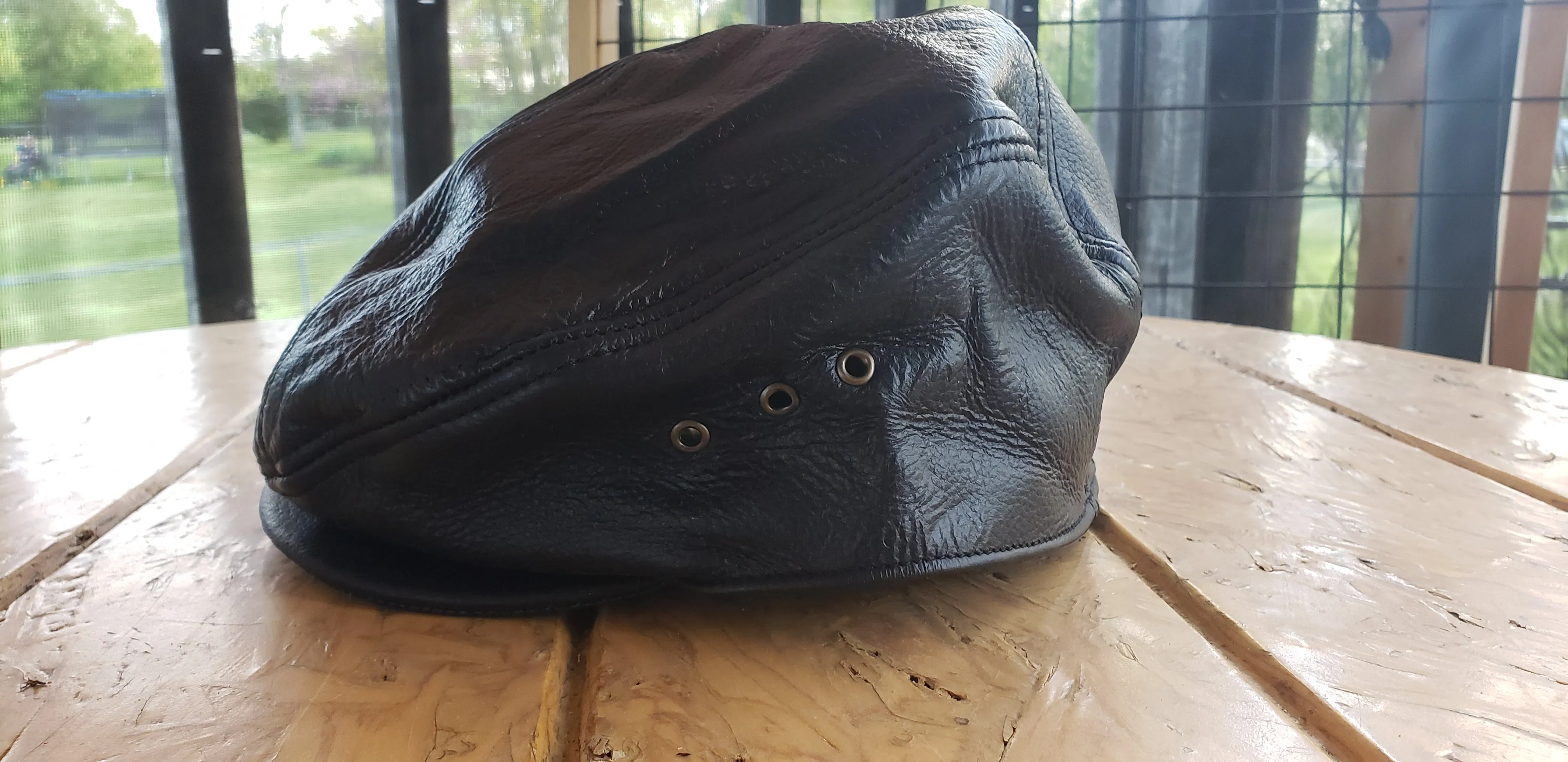 Black Leather Driver Cap