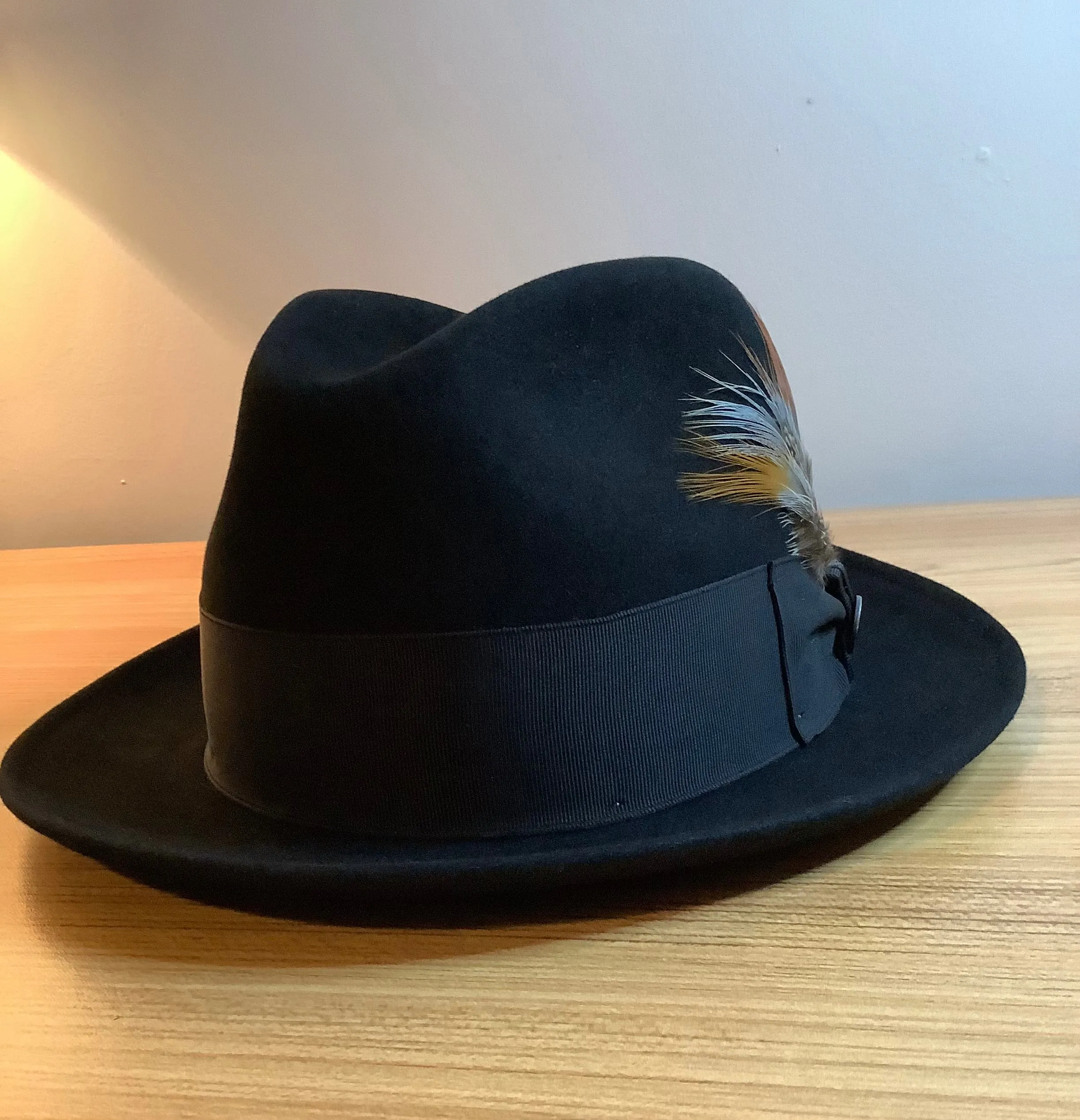 Black Short brim hat / man hat / 58cm hat / black hat / stingy brim hat /