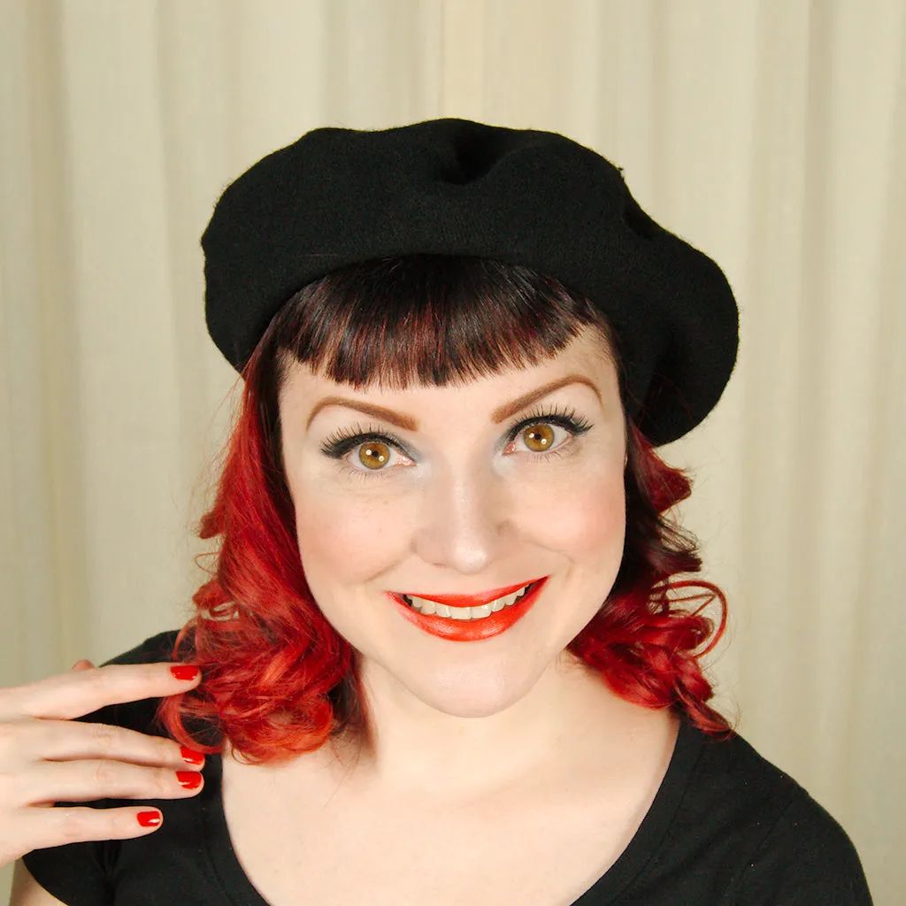 Black Wool Beret Hat