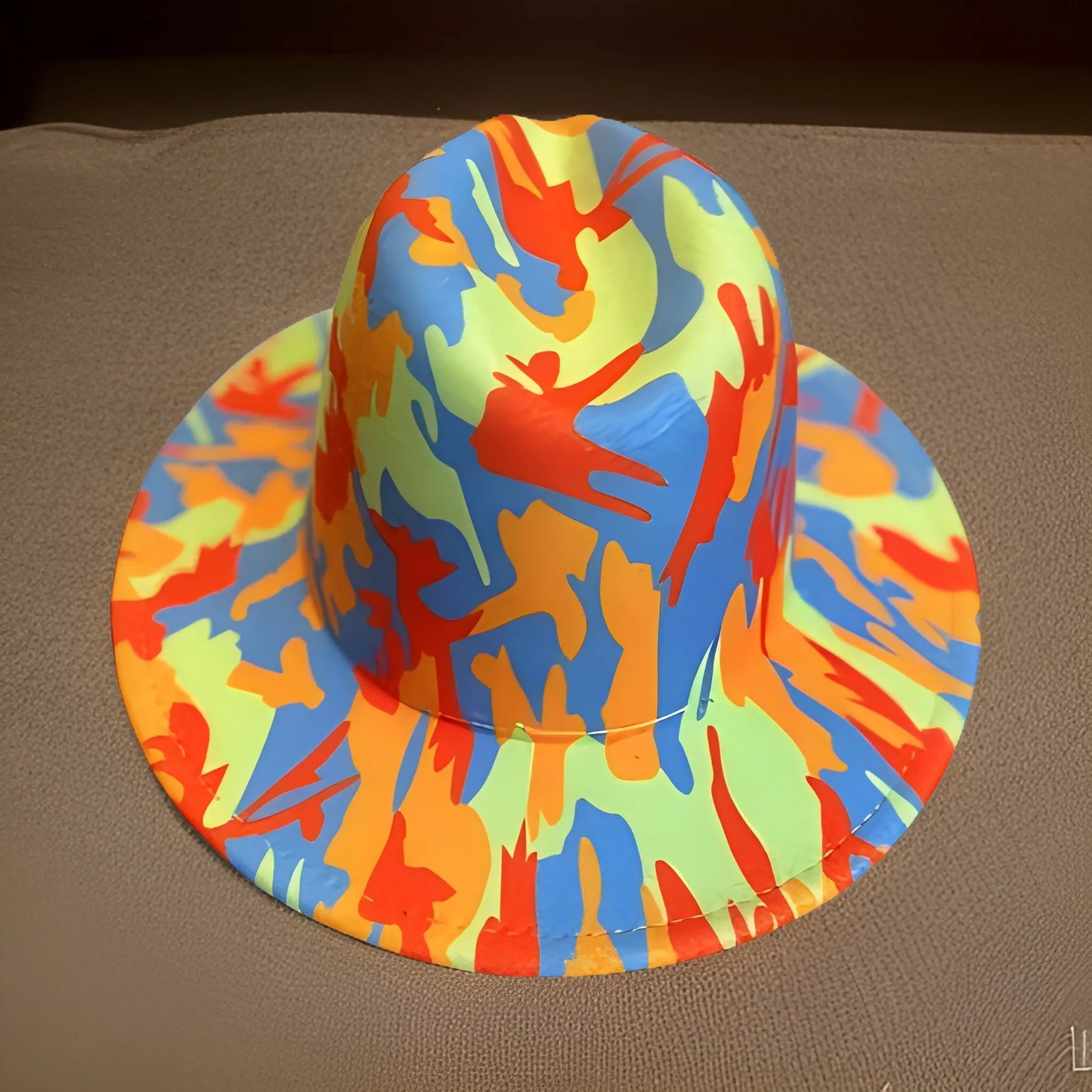 Bold Camo Tie Dye Wide Brim Felt Fedora Panama Hat