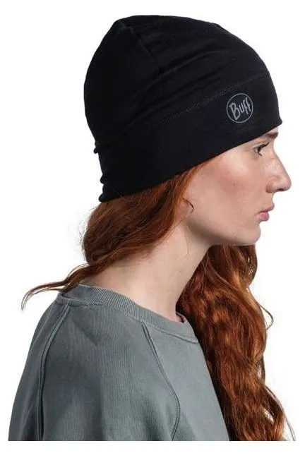 Buff Merino Lightweight Beanie Solid Black