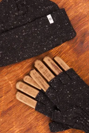 Bundle #1 - Black Tweed Ragg Wool beanies with Fingerless Glove