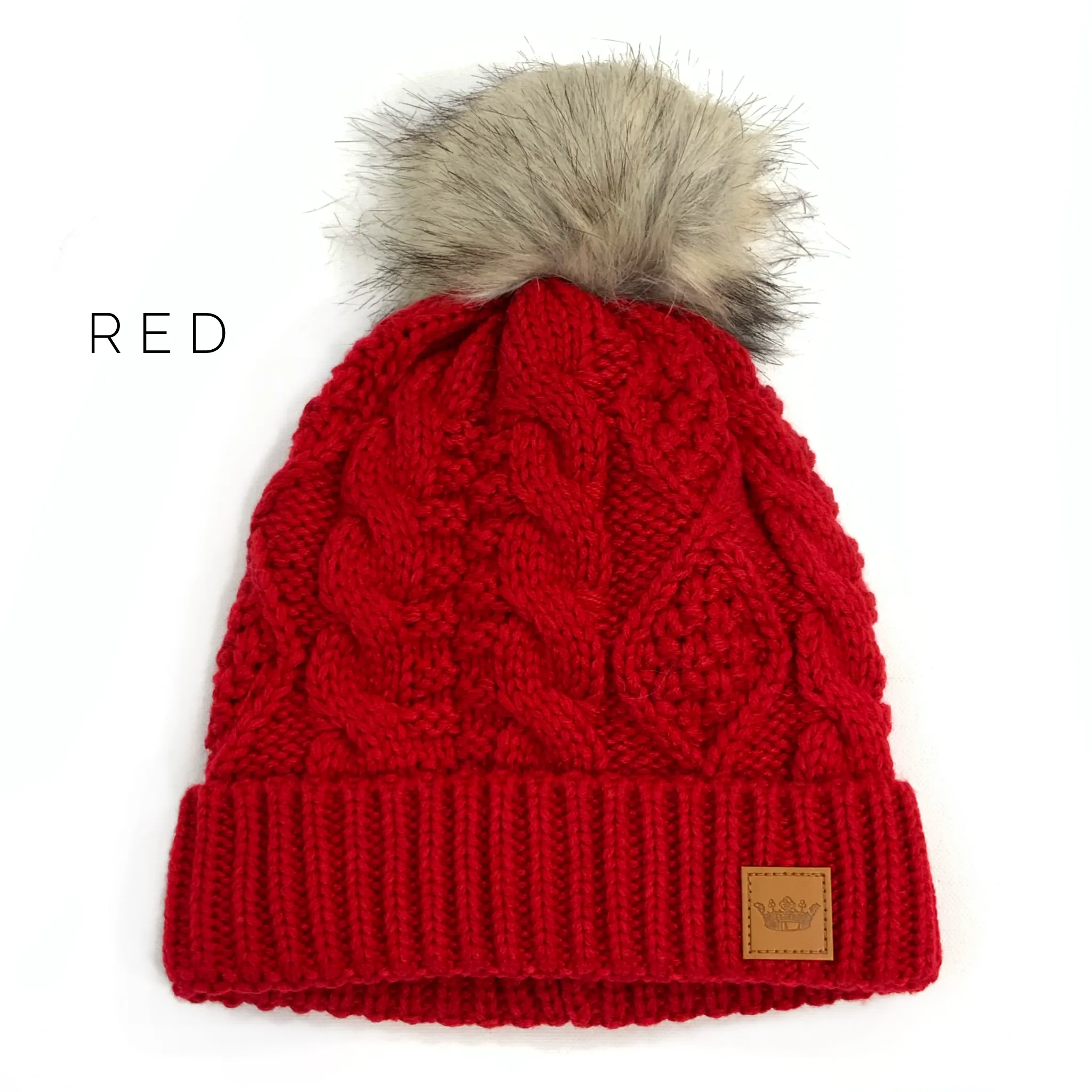Cable Knit Pom Hat - Adult