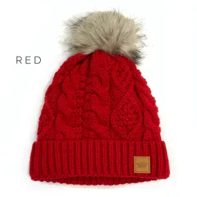Cable Knit Pom Hat - Adult
