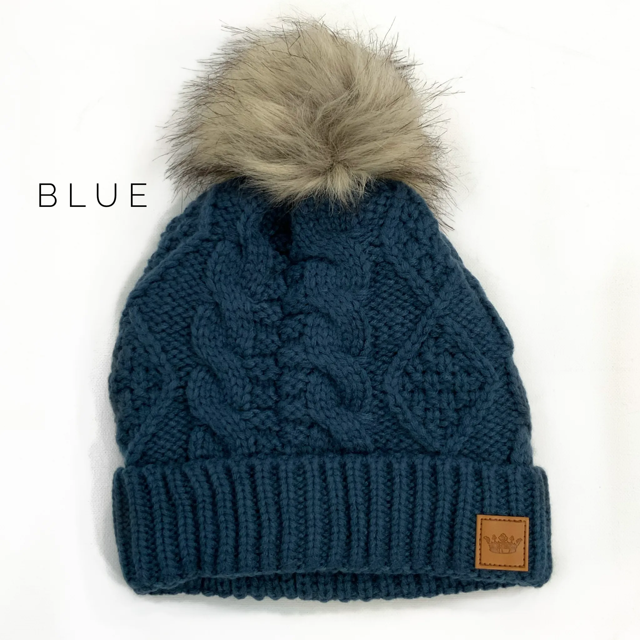 Cable Knit Pom Hat - Adult