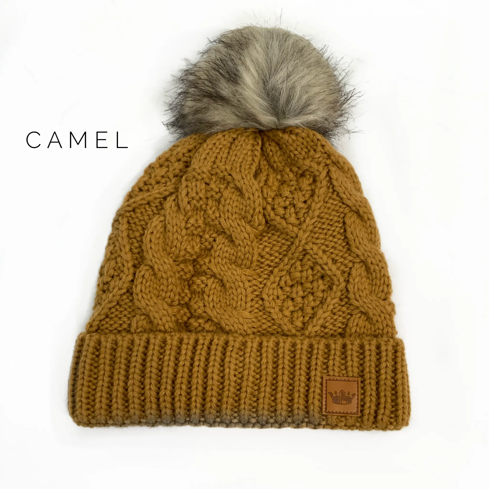 Cable Knit Pom Hat - Adult
