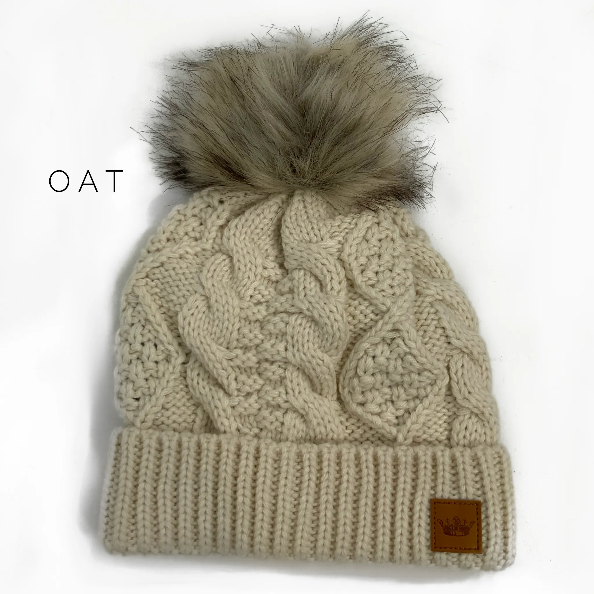 Cable Knit Pom Hat - Adult