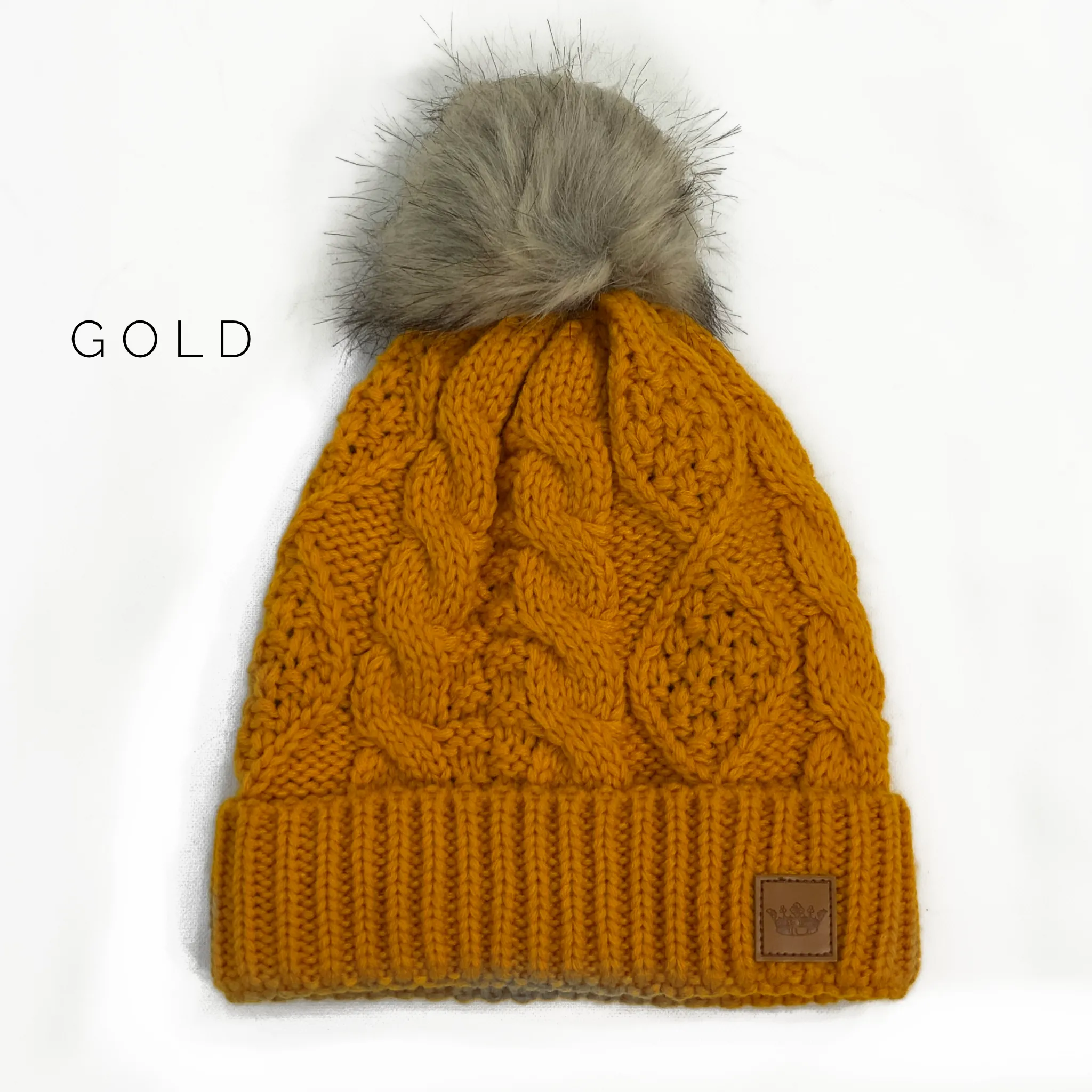 Cable Knit Pom Hat - Adult
