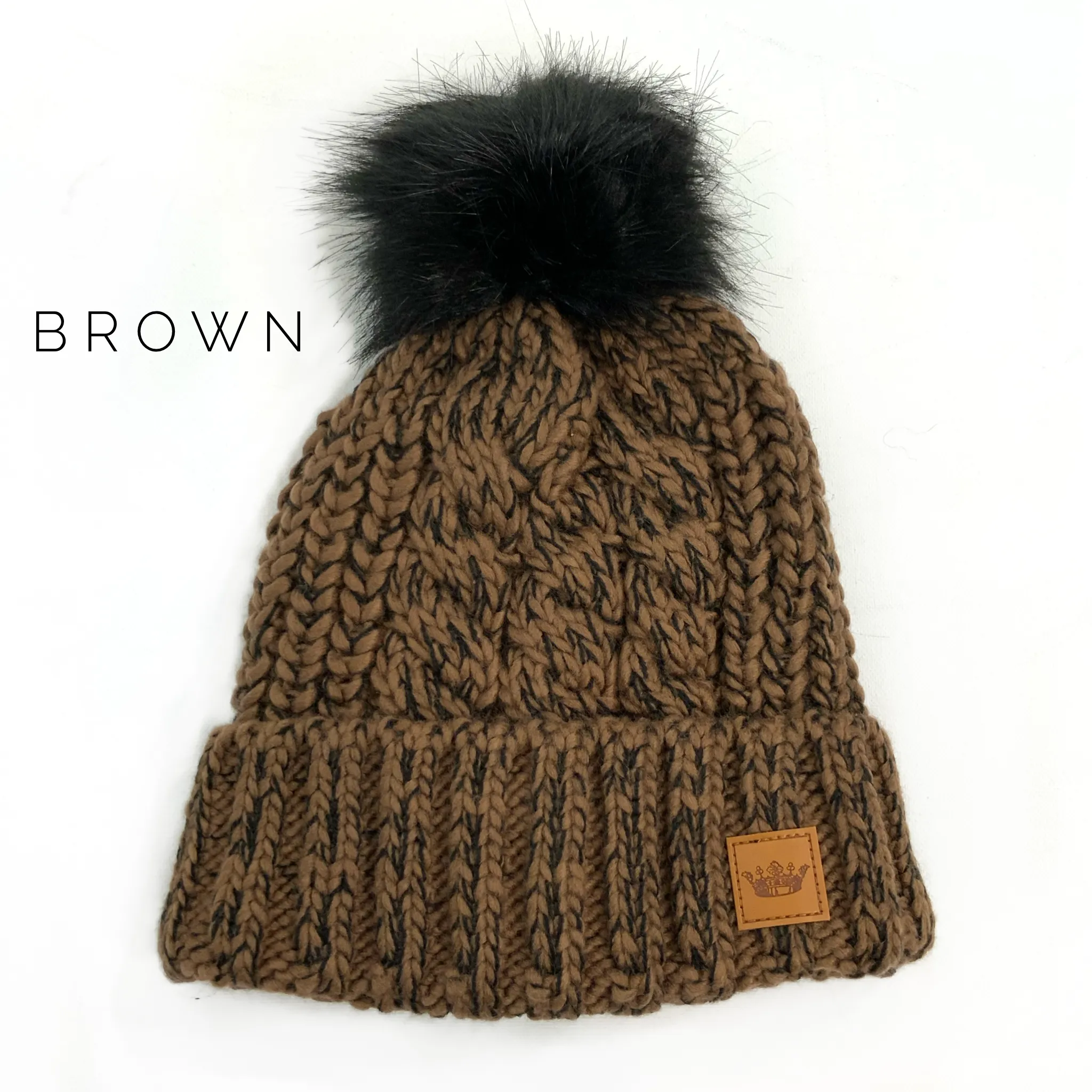 Cable Knit Pom Hat - Adult