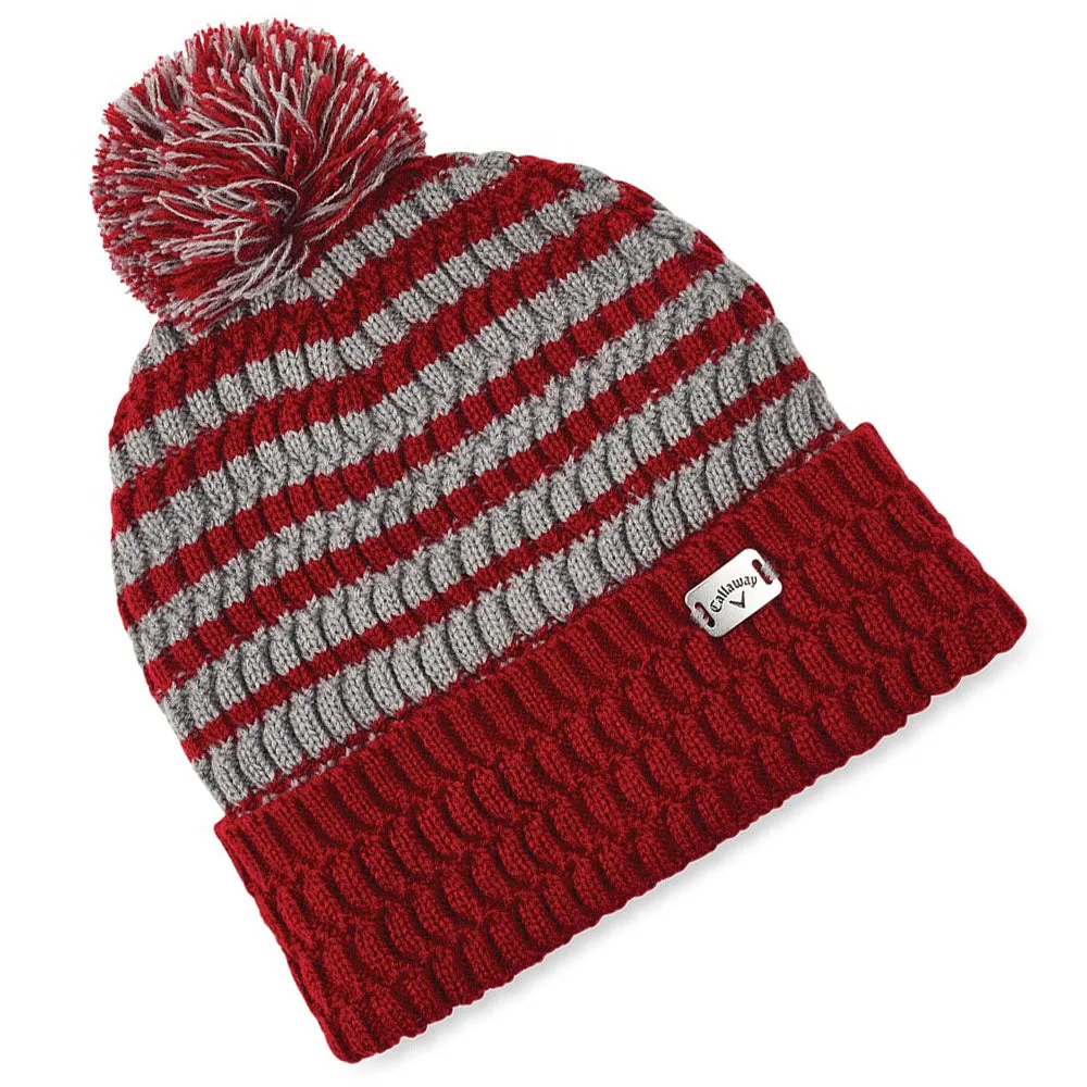 Callaway Winter Pom Pom Beanie - Cardinal Red/Grey