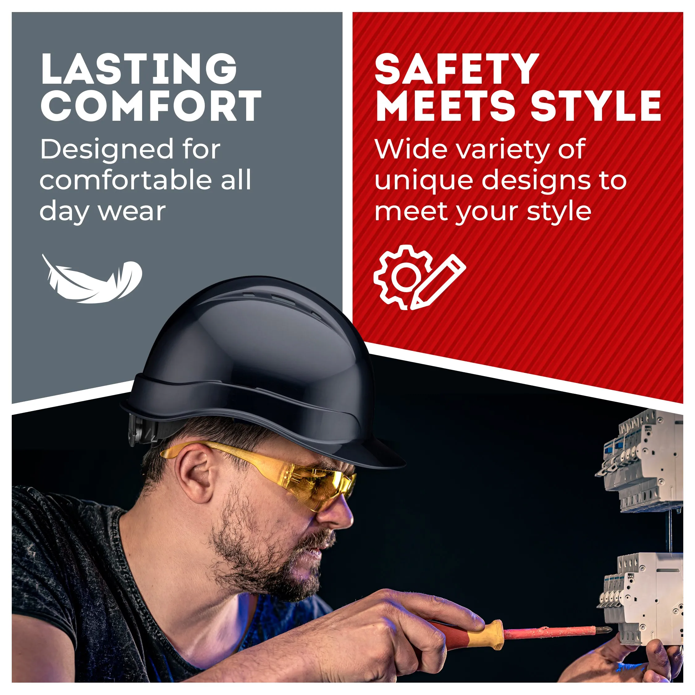 Cap Style Black Vented Hard Hat